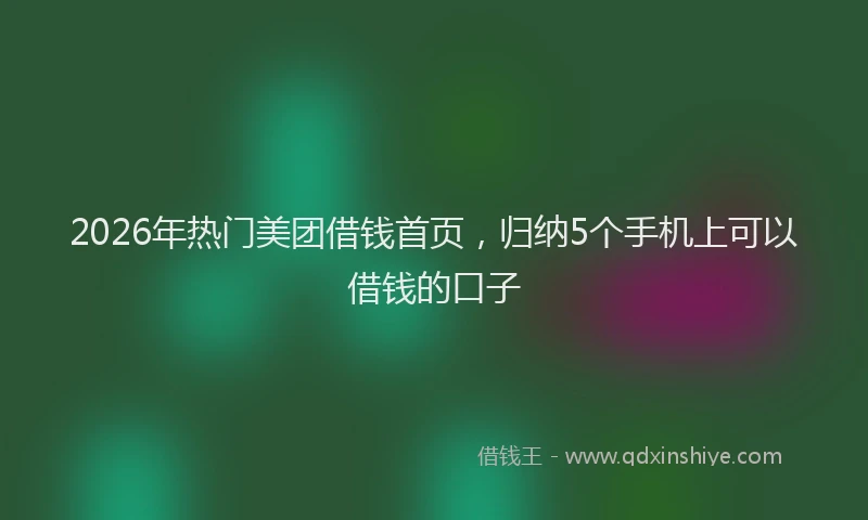 2026年热门美团借钱首页，归纳5个手机上可以借钱的口子