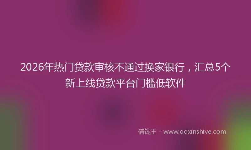 2026年热门贷款审核不通过换家银行，汇总5个新上线贷款平台门槛低软件