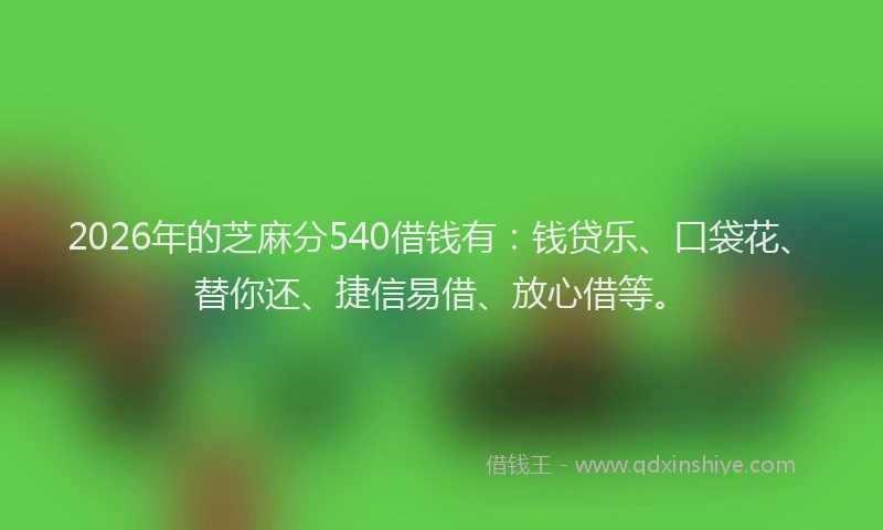 2026年的芝麻分540借钱有：钱贷乐、口袋花、替你还、捷信易借、放心借等。