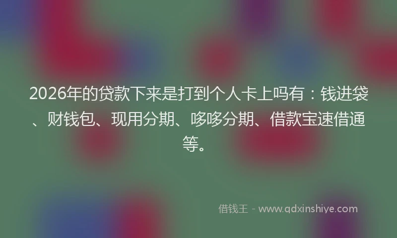 2026年的贷款下来是打到个人卡上吗有:钱进袋、财钱包、现用分期、哆哆分期、借款宝速借通等。