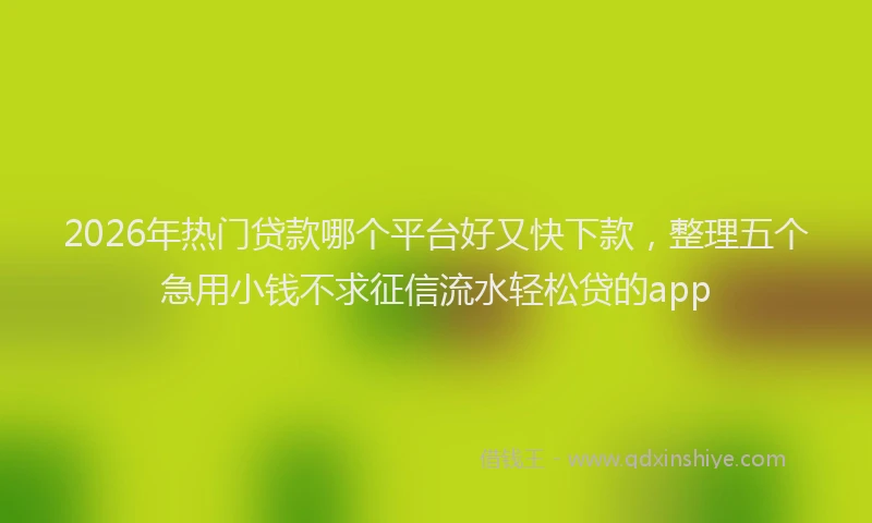 2026年热门贷款哪个平台好又快下款，整理五个急用小钱不求征信流水轻松贷的app