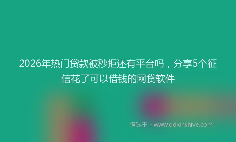 2026年热门贷款被秒拒还有平台吗，分享5个征信花了可以借钱的网贷软件