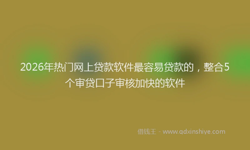 2026年热门网上贷款软件最容易贷款的，整合5个审贷口子审核加快的软件