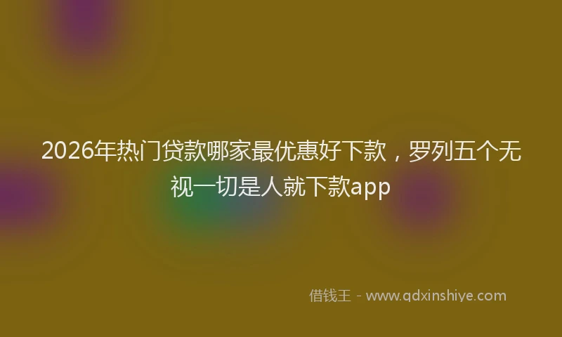 2026年热门贷款哪家最优惠好下款，罗列五个无视一切是人就下款app