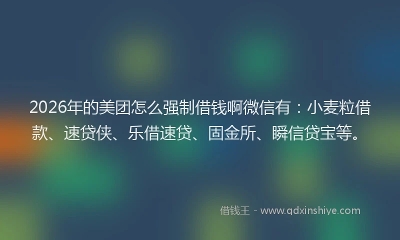 2026年的美团怎么强制借钱啊微信有：小麦粒借款、速贷侠、乐借速贷、固金所、瞬信贷宝等。