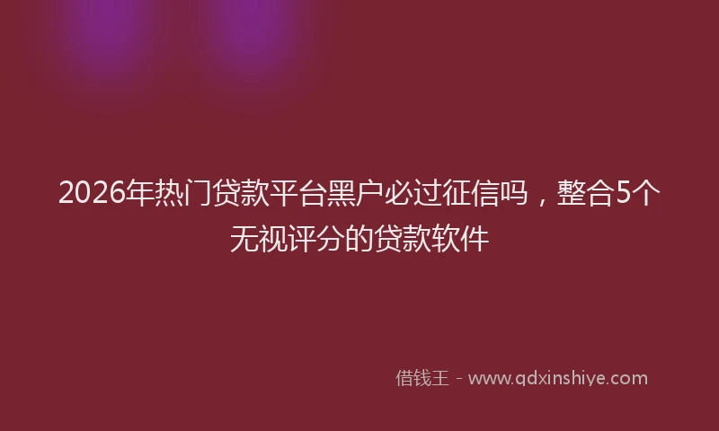 2026年热门贷款平台黑户必过征信吗，整合5个无视评分的贷款软件
