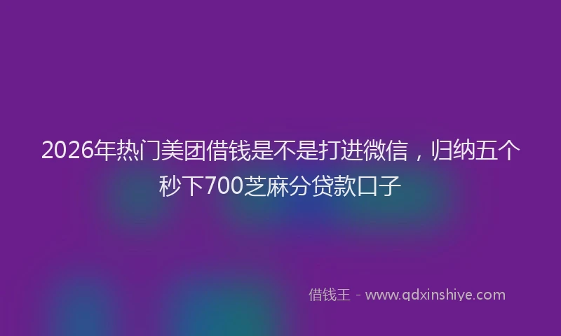 2026年热门美团借钱是不是打进微信，归纳五个秒下700芝麻分贷款口子