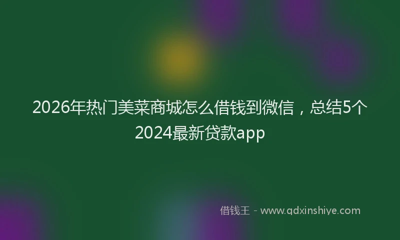 2026年热门美菜商城怎么借钱到微信，总结5个2024最新贷款app