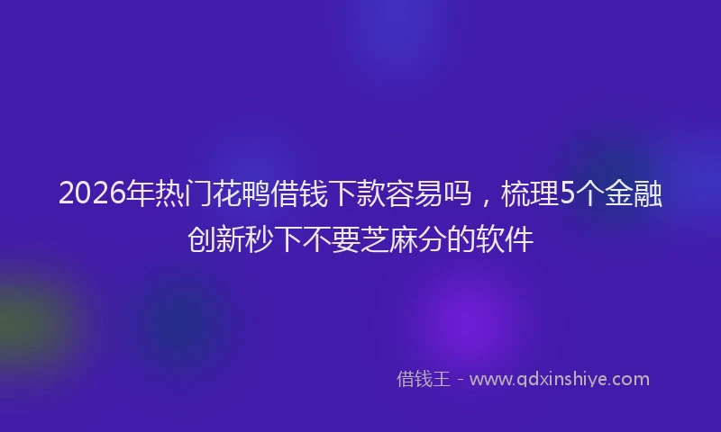 2026年热门花鸭借钱下款容易吗，梳理5个金融创新秒下不要芝麻分的软件