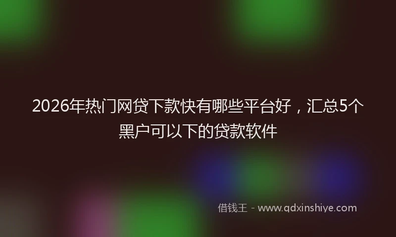 2026年热门网贷下款快有哪些平台好，汇总5个黑户可以下的贷款软件