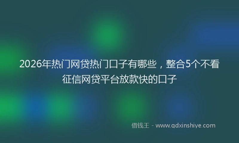 2026年热门网贷热门口子有哪些，整合5个不看征信网贷平台放款快的口子