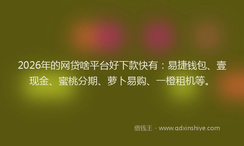 2026年的网贷啥平台好下款快有：易捷钱包、壹现金、蜜桃分期、萝卜易购、一橙租机等。