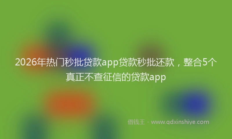 2026年热门秒批贷款app贷款秒批还款，整合5个真正不查征信的贷款app