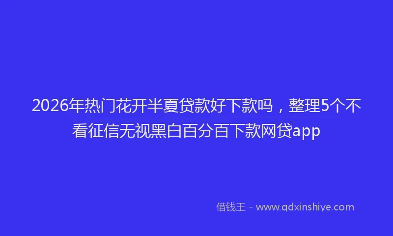2026年热门花开半夏贷款好下款吗，整理5个不看征信无视黑白百分百下款网贷app