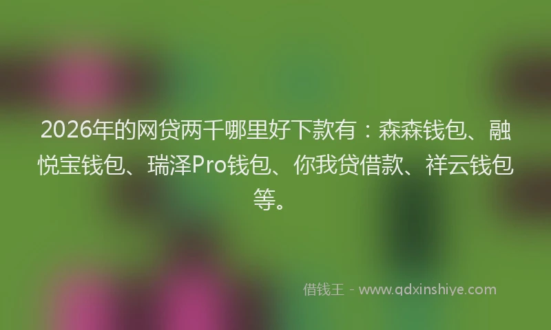 2026年的网贷两千哪里好下款有：森森钱包、融悦宝钱包、瑞泽Pro钱包、你我贷借款、祥云钱包等。