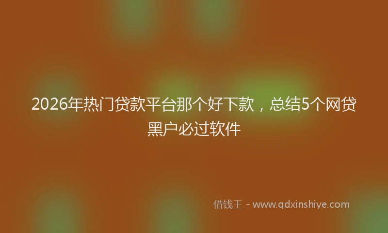2026年热门贷款平台那个好下款，总结5个网贷黑户必过软件