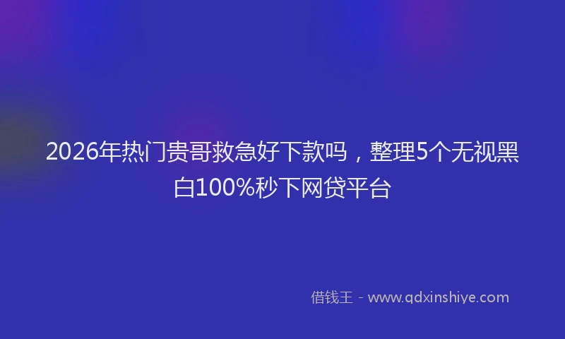 2026年热门贵哥救急好下款吗，整理5个无视黑白100%秒下网贷平台