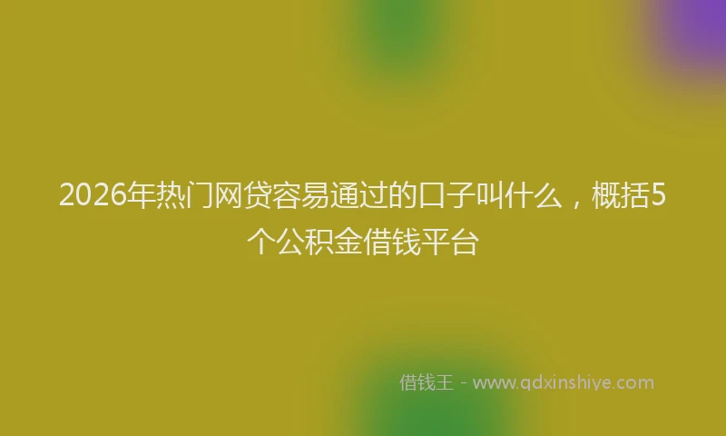 2026年热门网贷容易通过的口子叫什么，概括5个公积金借钱平台