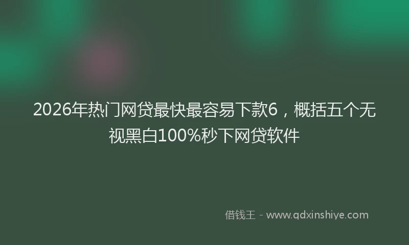 2026年热门网贷最快最容易下款6，概括五个无视黑白100%秒下网贷软件