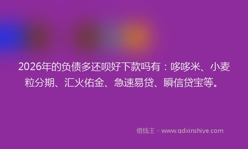2026年的负债多还呗好下款吗有:哆哆米、小麦粒分期、汇火佑金、急速易贷、瞬信贷宝等。