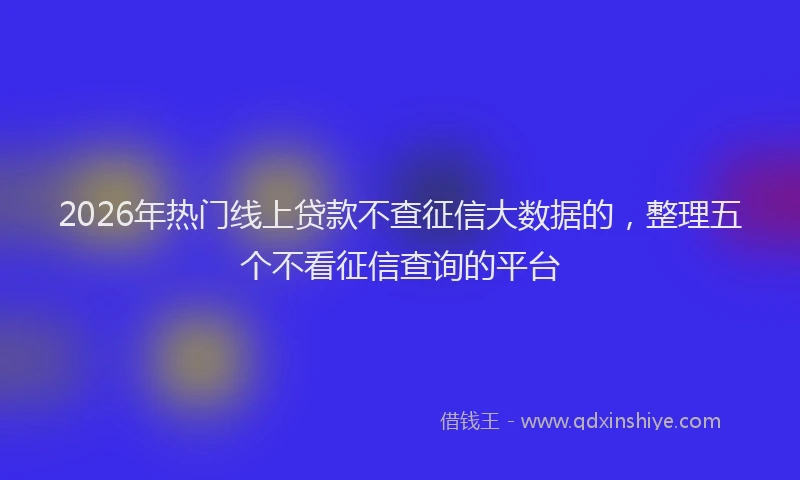 2026年热门线上贷款不查征信大数据的，整理五个不看征信查询的平台