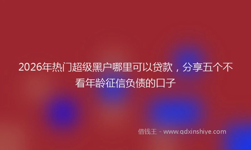 2026年热门超级黑户哪里可以贷款，分享五个不看年龄征信负债的口子