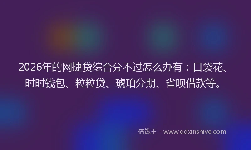 2026年的网捷贷综合分不过怎么办有:口袋花、时时钱包、粒粒贷、琥珀分期、省呗借款等。