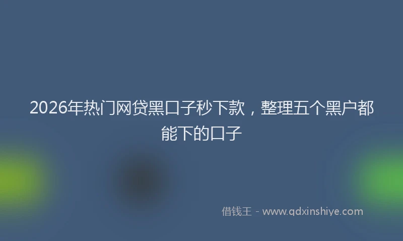 2026年热门网贷黑口子秒下款，整理五个黑户都能下的口子