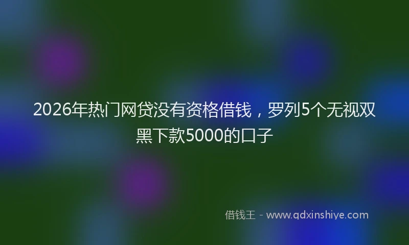 2026年热门网贷没有资格借钱,罗列5个无视双黑下款5000的口子