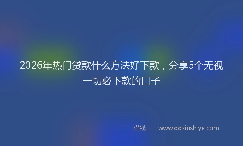 2026年热门贷款什么方法好下款，分享5个无视一切必下款的口子