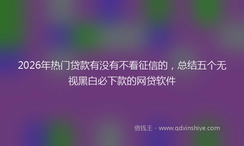 2026年热门贷款有没有不看征信的，总结五个无视黑白必下款的网贷软件
