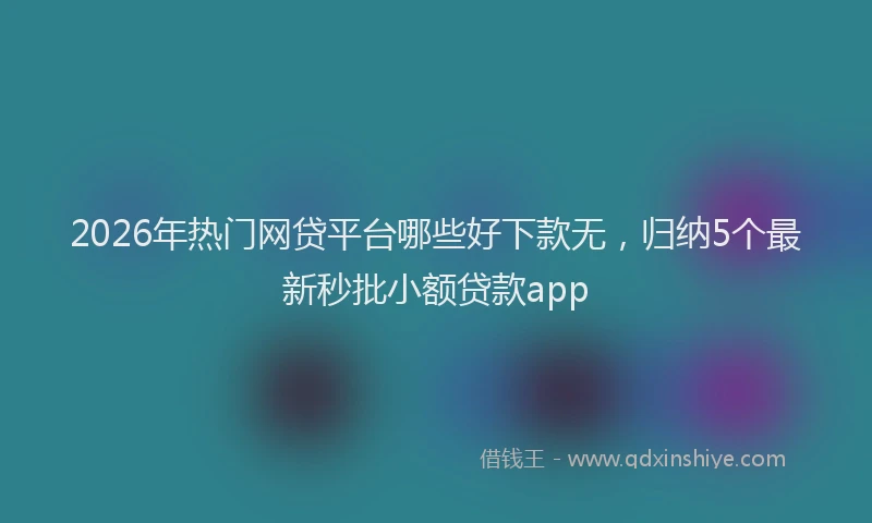 2026年热门网贷平台哪些好下款无，归纳5个最新秒批小额贷款app