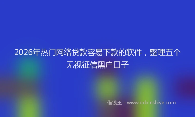 2026年热门网络贷款容易下款的软件，整理五个无视征信黑户口子