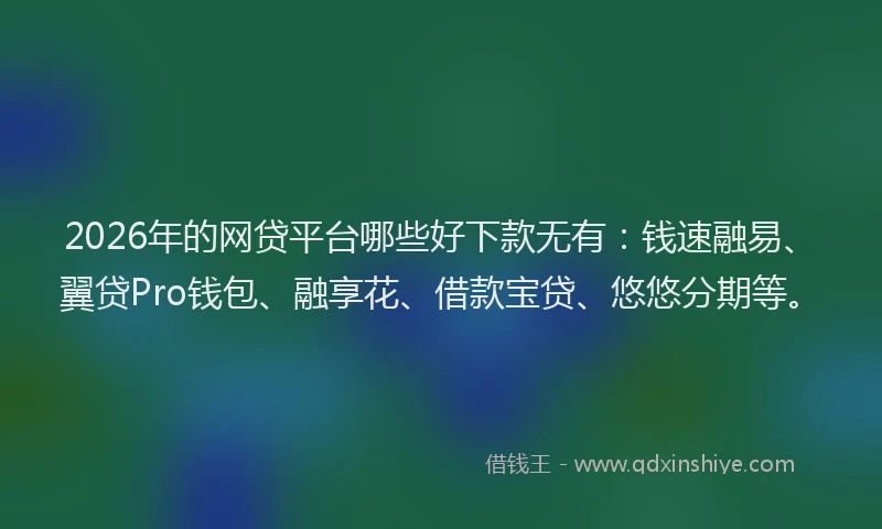 2026年的网贷平台哪些好下款无有：钱速融易、翼贷Pro钱包、融享花、借款宝贷、悠悠分期等。