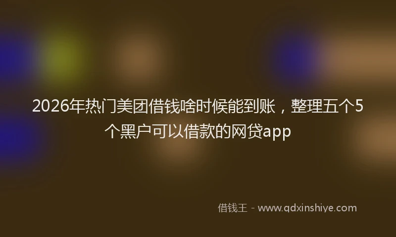 2026年热门美团借钱啥时候能到账，整理五个5个黑户可以借款的网贷app