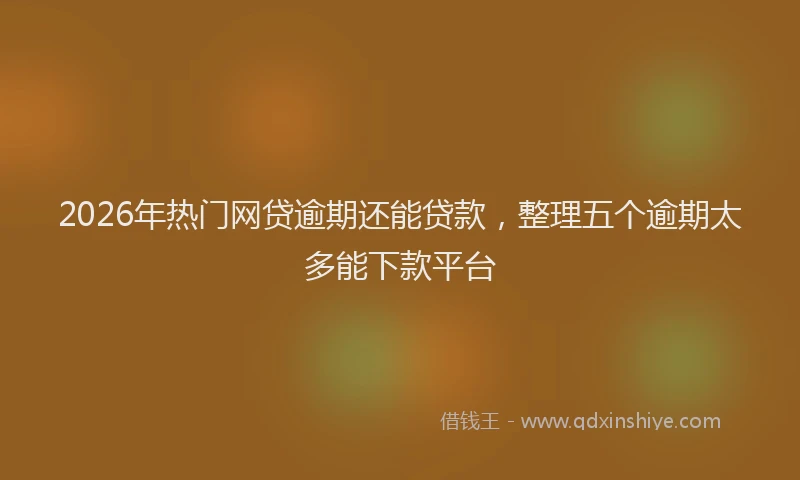 2026年热门网贷逾期还能贷款，整理五个逾期太多能下款平台