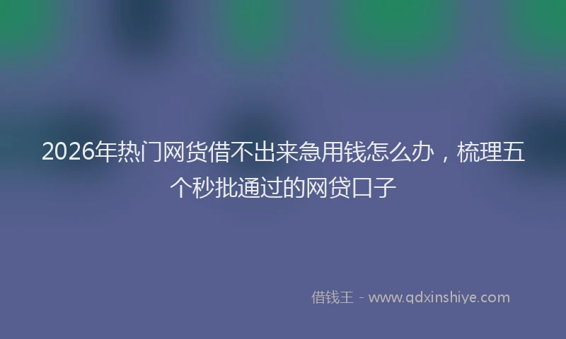 2026年热门网货借不出来急用钱怎么办,梳理五个秒批通过的网贷口子
