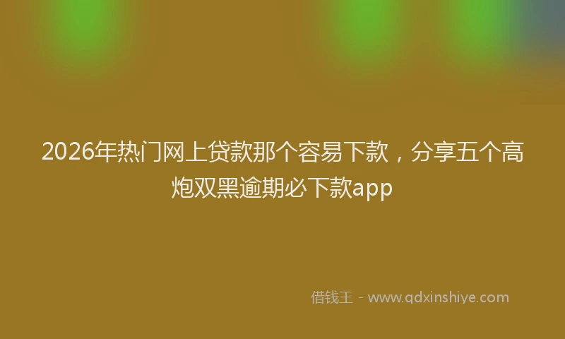 2026年热门网上贷款那个容易下款，分享五个高炮双黑逾期必下款app