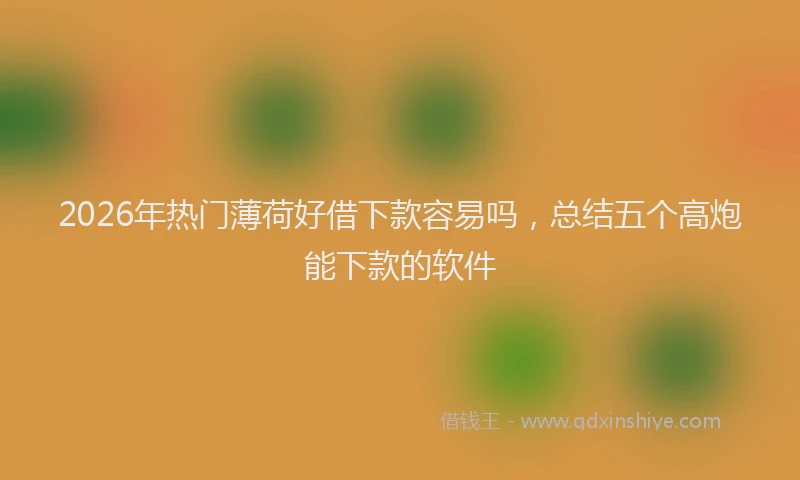 2026年热门薄荷好借下款容易吗，总结五个高炮能下款的软件