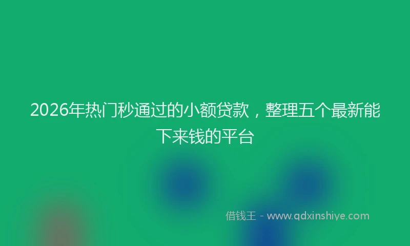 2026年热门秒通过的小额贷款，整理五个最新能下来钱的平台