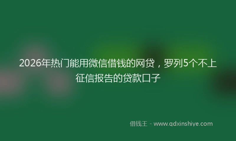 2026年热门能用微信借钱的网贷，罗列5个不上征信报告的贷款口子