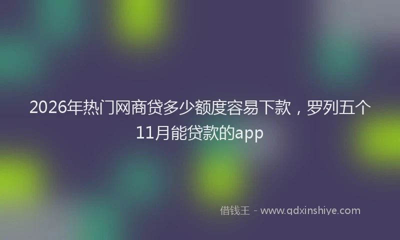 2026年热门网商贷多少额度容易下款,罗列五个11月能贷款的app