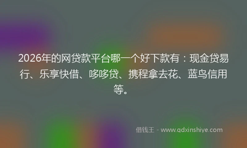 2026年的网贷款平台哪一个好下款有：现金贷易行、乐享快借、哆哆贷、携程拿去花、蓝鸟信用等。