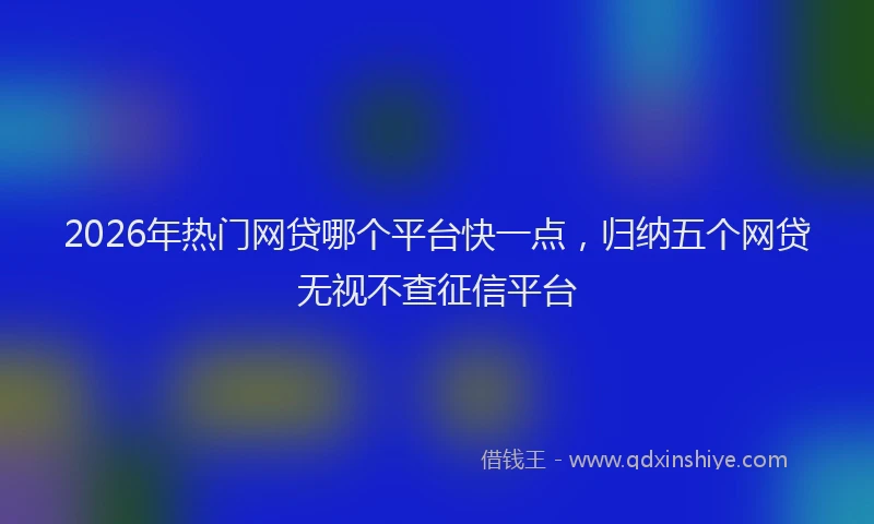 2026年热门网贷哪个平台快一点，归纳五个网贷无视不查征信平台