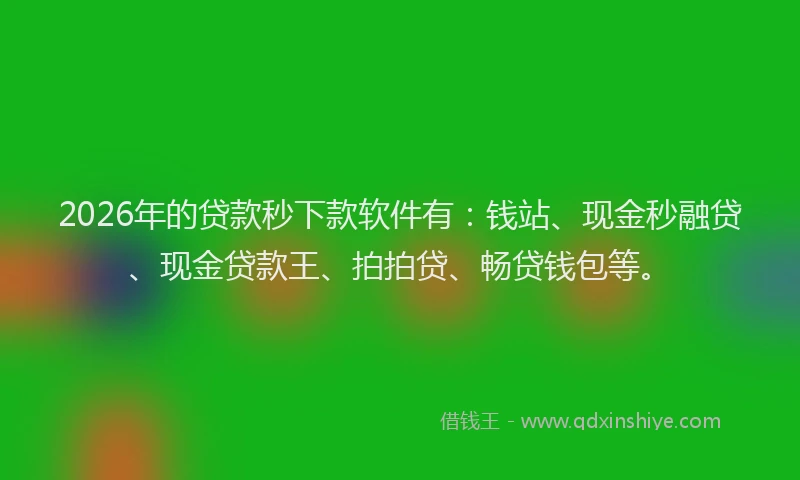 2026年的贷款秒下款软件有：钱站、现金秒融贷、现金贷款王、拍拍贷、畅贷钱包等。