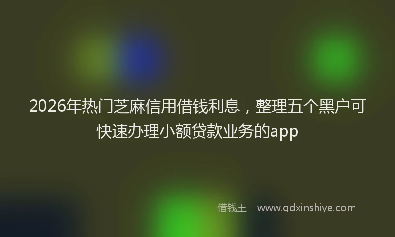 2026年热门芝麻信用借钱利息，整理五个黑户可快速办理小额贷款业务的app