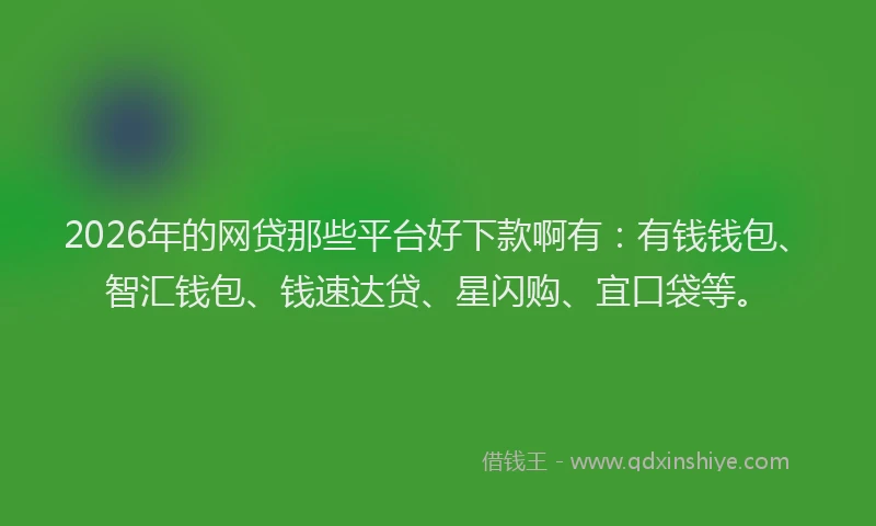 2026年的网贷那些平台好下款啊有：有钱钱包、智汇钱包、钱速达贷、星闪购、宜口袋等。