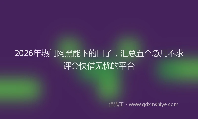 2026年热门网黑能下的口子，汇总五个急用不求评分快借无忧的平台