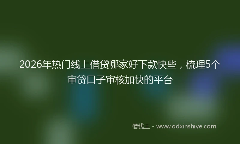 2026年热门线上借贷哪家好下款快些，梳理5个审贷口子审核加快的平台