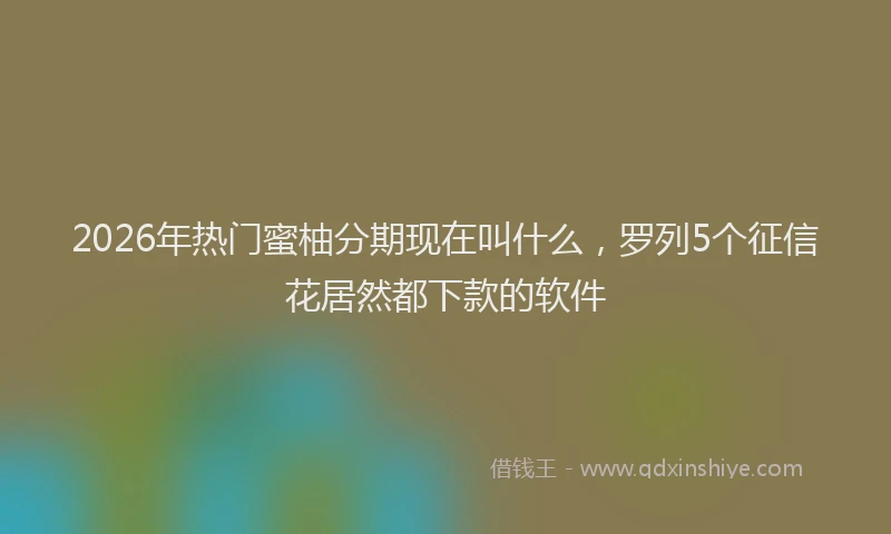 2026年热门蜜柚分期现在叫什么，罗列5个征信花居然都下款的软件